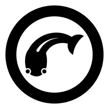 Fish goby icon in circle round black color vector illustration image solid .. Stock Illustration