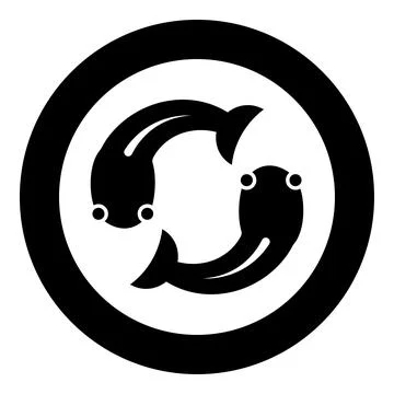 Fish goby two moves in circle icon in circle round black color vector illus.. Stock Illustration