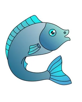 Fish. Gracefully curved fish in silver - blue colors - vector linear Stock-Illustration
