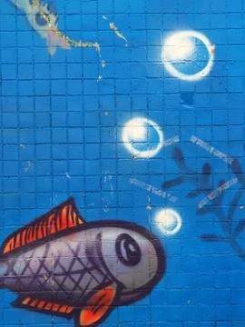 Fish graffiti Stock Photos