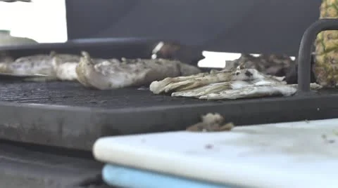 Fish On The Grill Stock Footage 22139391