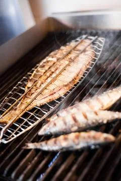 Fish on the grill Stock Photos