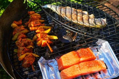 Fish on the Grill Stock Photos