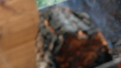 Fish grilled over charcoal. Close-up shot cooking seafish with aromatic spices Stock Footage 277525656