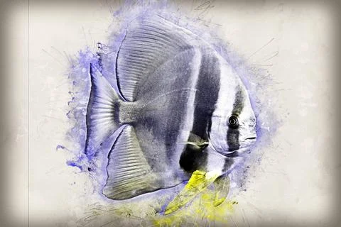 Fish with grunge effect Stock Illustration