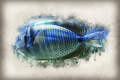 Fish with grunge effect Stock Illustration