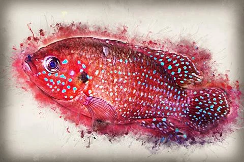 Fish with grunge effect Stock Illustration