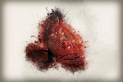 Fish with grunge effect Stock Illustration