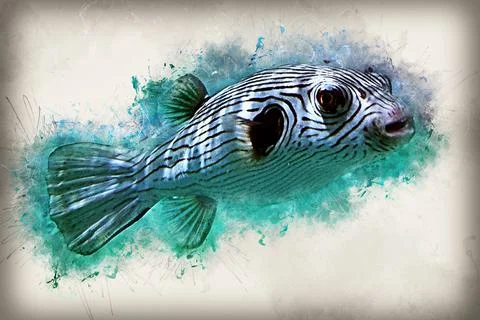 Fish with grunge effect Stock Illustration