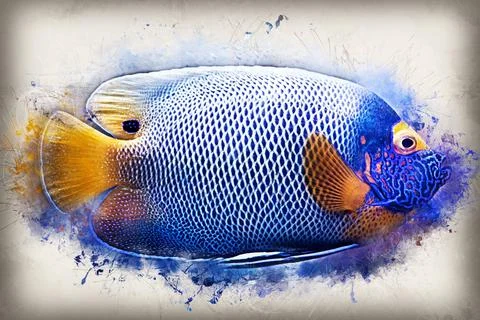 Fish with grunge effect Stock Illustration