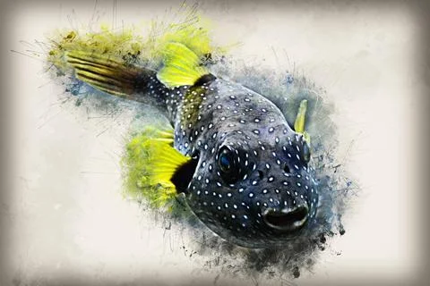 Fish with grunge effect Stock Illustration