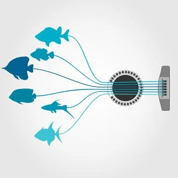Fish a guitar Stock Photos