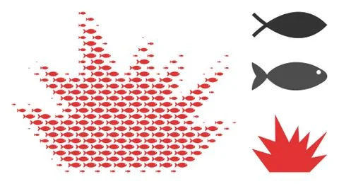 Fish Halftone Boom Explosion Collage Illustrazione stock