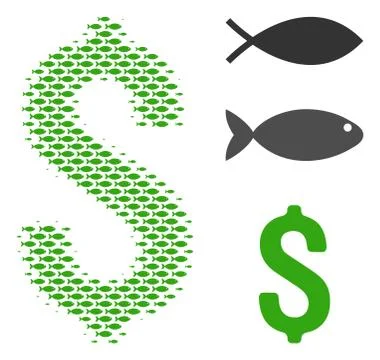 Fish Halftone Dollar Composition 스톡 일러스트