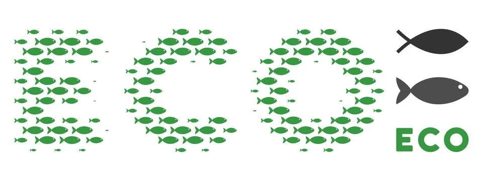 Fish Halftone Eco Text Composition イラスト素材