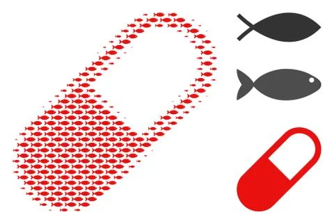 Fish Halftone Medication Granule Composition イラスト素材