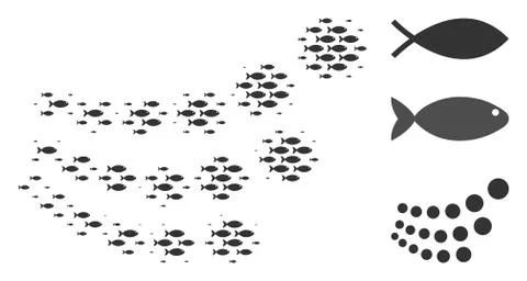 Fish Halftone Object Stream Mosaic Illustrazione stock