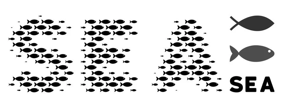 Fish Halftone Sea Text Composition イラスト素材