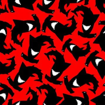 Fish hammer pattern seamless. Hammerhead shark background. marine predator te Stock Illustration