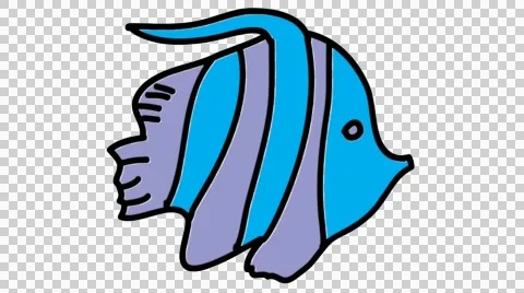 Fish hand drawn animation line sketch with transparent background Stock Footage 44207739