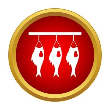 Fish hanging on rack drying for preservation icon Stock Illustration