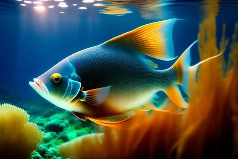 Fish Harmony of movement. High resolution stock illustrations Stock Illustration