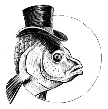 Fish in hat Stock Illustration