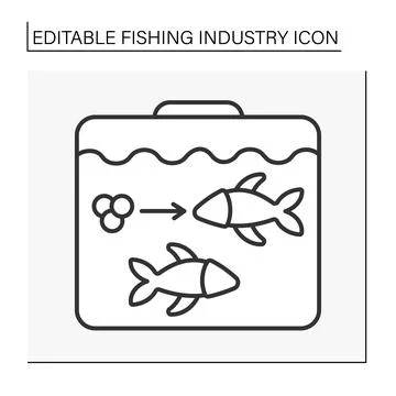 Fish hatchery line icon Stock Illustration