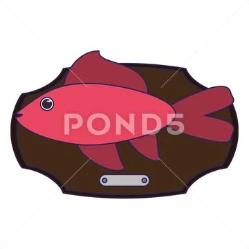 Fish haunted in wooden frame Stock Illustration