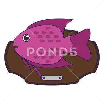 Fish haunted in wooden frame Stock Illustration
