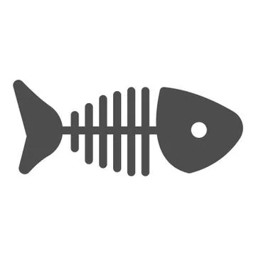 Fish head with bones and tail solid icon, fishing concept, fish skeleton sign on Stock Illustration