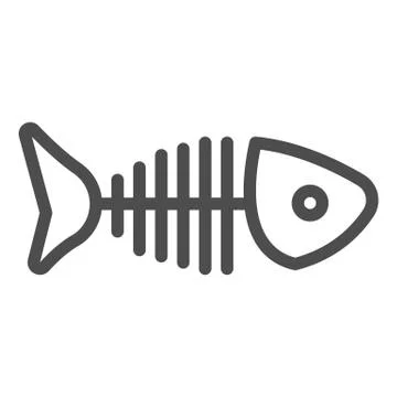 Fish head with bones and tail line icon, fishing concept, fish skeleton sign on 库存插图