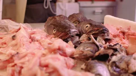 Fish Heads Market Stock Footage 8857638