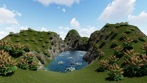 Fish in Hill Small Cannel Stock Footage 337562983