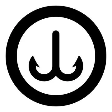 Fish hook anchor sea fishhook icon in circle round black color vector illus.. Stock Illustration