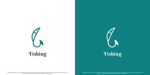 Fish hook animal shape brand business logo design illustration. Stock Illustration