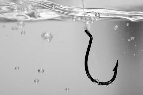 Fish hook bw Stock Photos