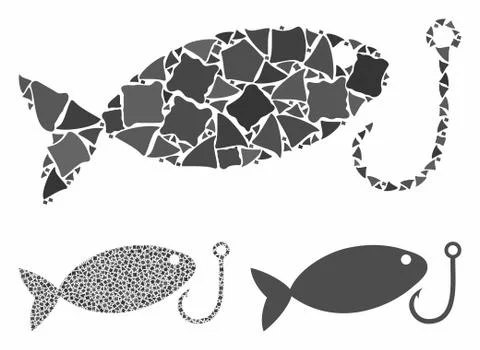 Fish hook Composition Icon of Joggly Elements 스톡 일러스트