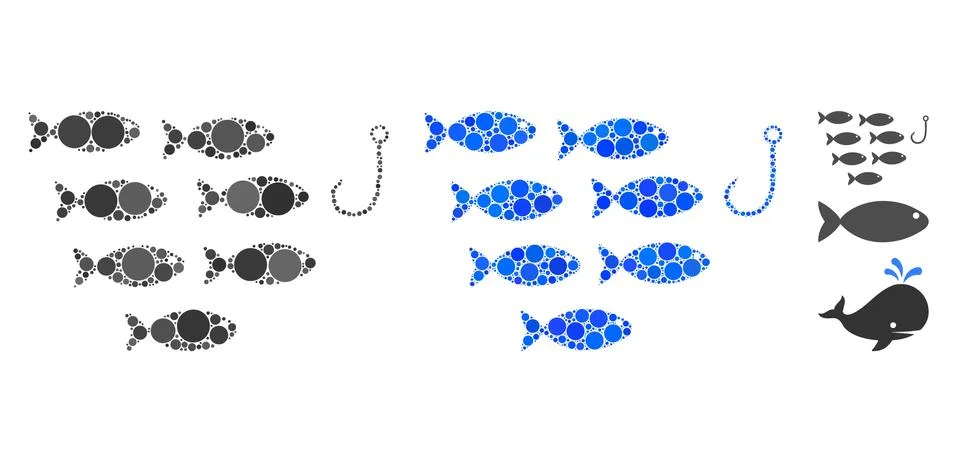 Fish Hook Composition Icon of Round Dots Illustrazione stock
