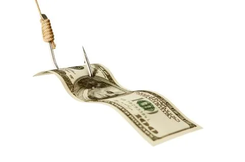 Fish hook with dollars Stock Photos