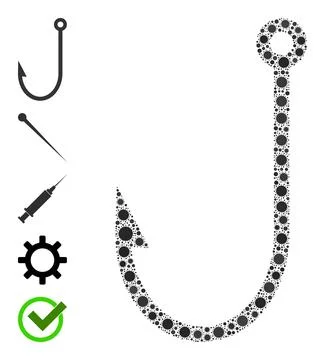 Fish Hook Icon - Covid-2019 Mosaic And Other Icons Illustrazione stock