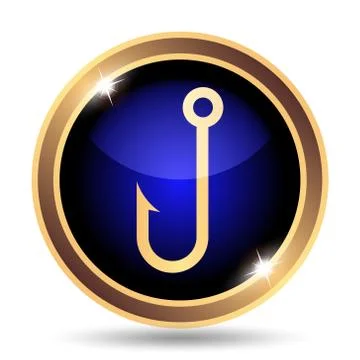 Fish hook icon. Internet button on white background.. Stock Illustration