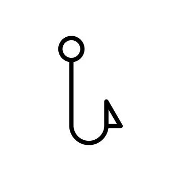 Fish hook icon line isolated on white background. Black flat thin icon on m.. Stock Illustration