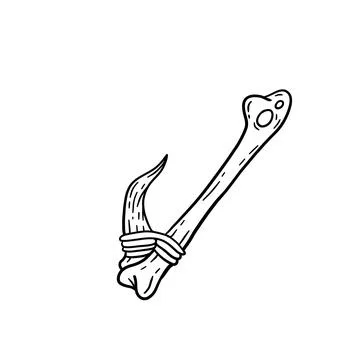 Fish hook made of bone and fang. Tool of primitive man of Stone Age Stock Illustration