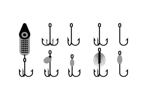 Fish hook set. Hook for catching fish. fishing tackle Stock Illustration