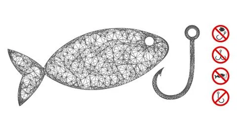 Fish Hook Web Vector Mesh Illustration 스톡 일러스트