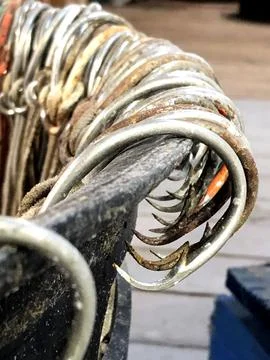 Fish hooks Stock-Fotos