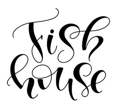 Fish house vector illustration. Black lettering isolated on white background. Stock Illustration