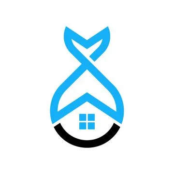 Fish House Vector Logo Design Stock Illustration