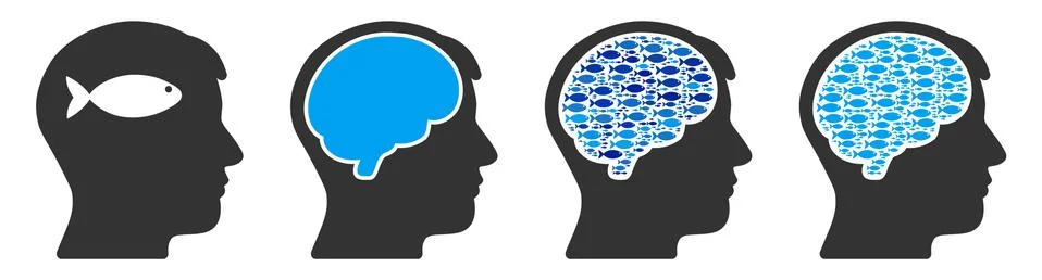 Fish Human Brain Vector Collage Illustration Stockillustratie